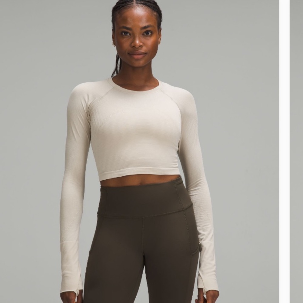 Lululemon cropped swiftly cream/tan colour, size 10